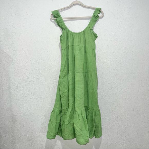 Marine Layer Jude Flutter Sleeve Dress In Jade Sheen - Picture 6 of 12